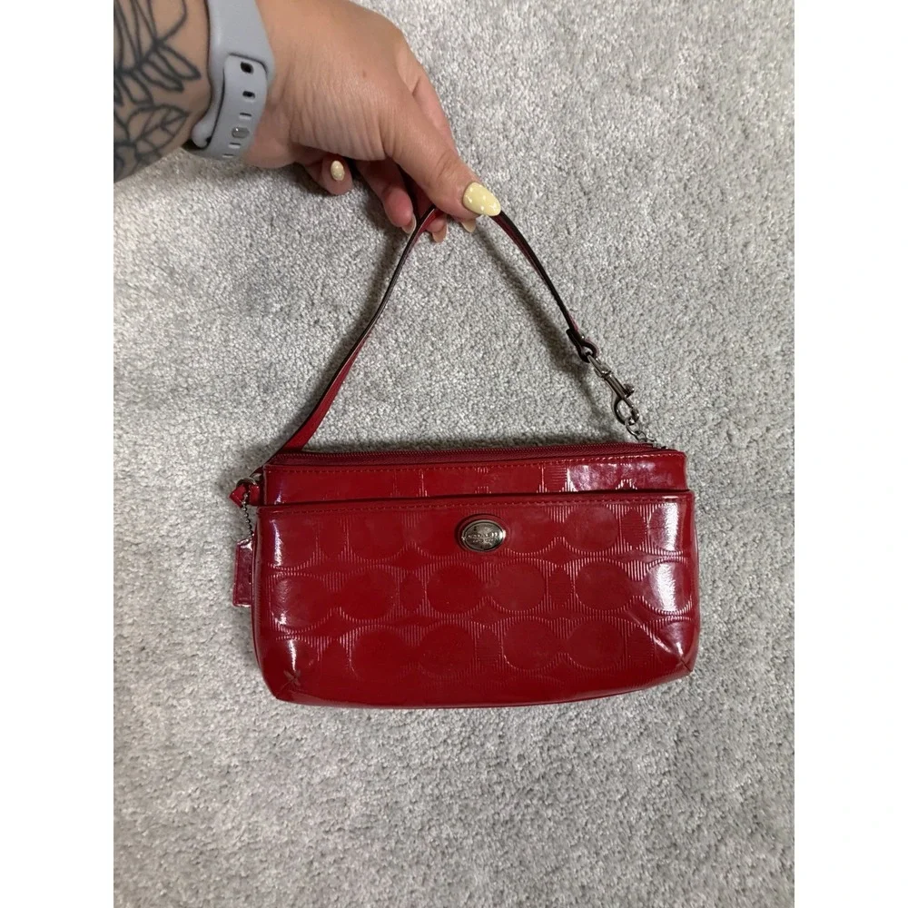 coach red patent leather wriset y2k signature c design
